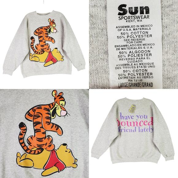 Disney Tops - Vintage Disney Pooh Tigger Sweatshirt Animal Kingdom Size Large Double Sided
